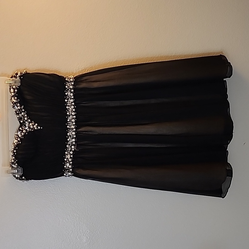 Sequined Hearts Black Halter Dress Sz S
